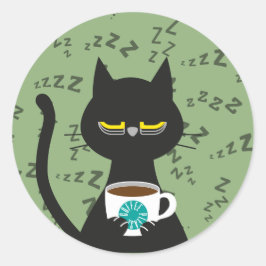KAFFEE BITTE! Sleepy Black Cat Sticker