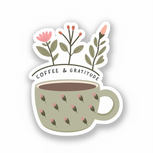 Kaffee-Blumenangebot Aufkleber (Vorderseite)