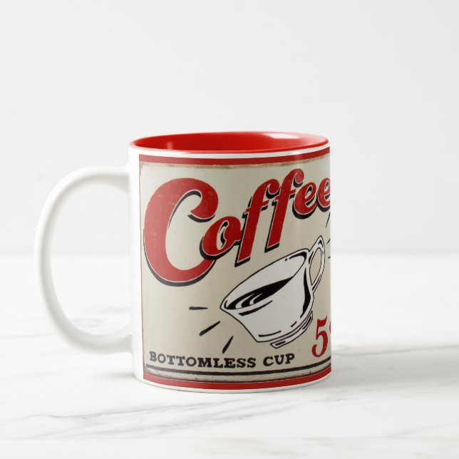 Kaffee: bodenlose Schale Zweifarbige Tasse (Links)