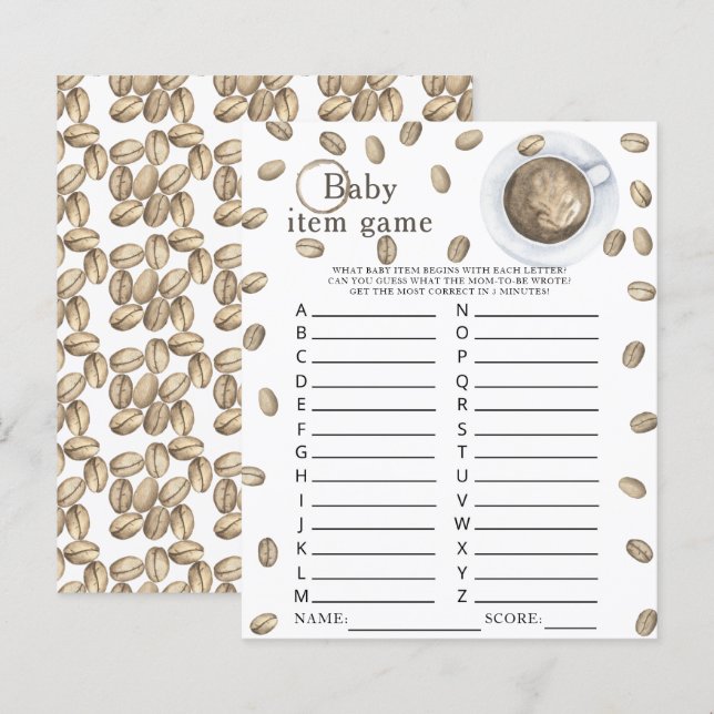 Kaffee Brauen Baby Dusche Baby Item Game (Vorne/Hinten)