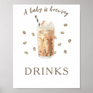 Kaffee Brauen Babydusche - Getränke Poster