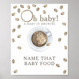 Kaffee Brauen Babydusche Kinderspiel Poster