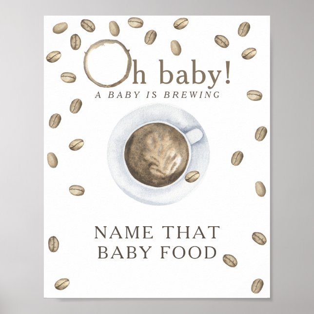 Kaffee Brauen Babydusche Kinderspiel Poster (Vorne)