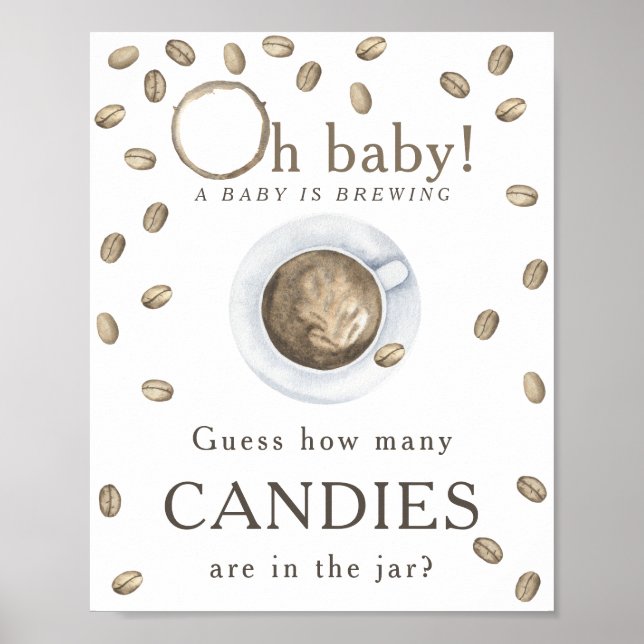 Kaffee brauen - Wie viele Bonbons sind im Glas Poster (Vorne)