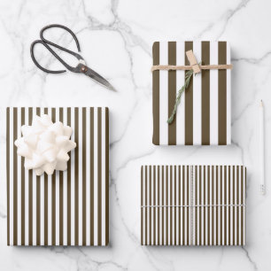 Kaffee Braun & Weiße Streifen Geschenkpapier Set