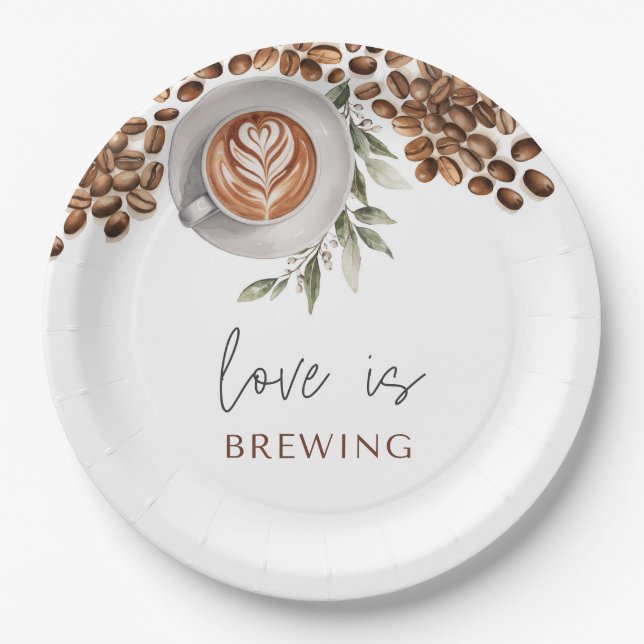 Kaffee-Brautparty - Liebe ist Brechen Pappteller (Vorderseite)