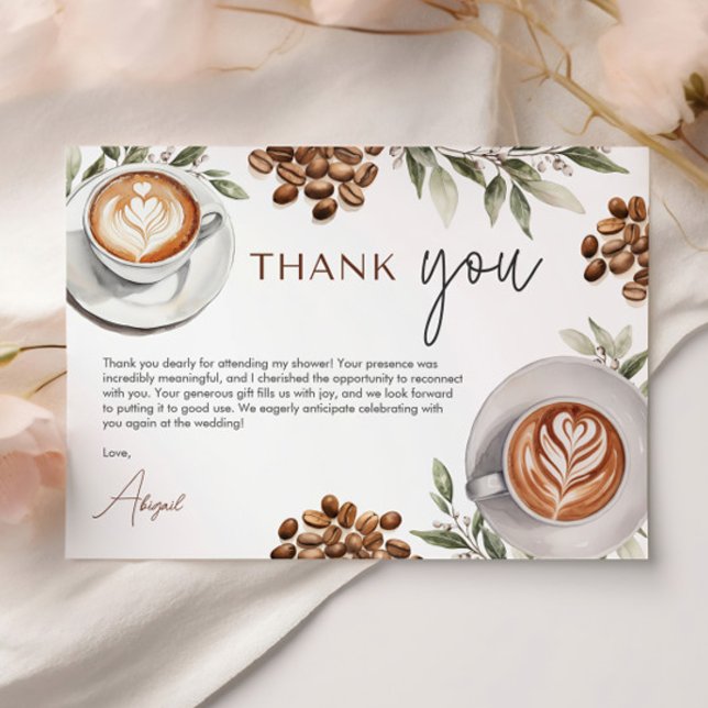 Kaffee Brautparty - Liebe ist Brechen Vielen Dank Dankeskarte (Coffee Bridal Shower - Love is Brewing Thank You)