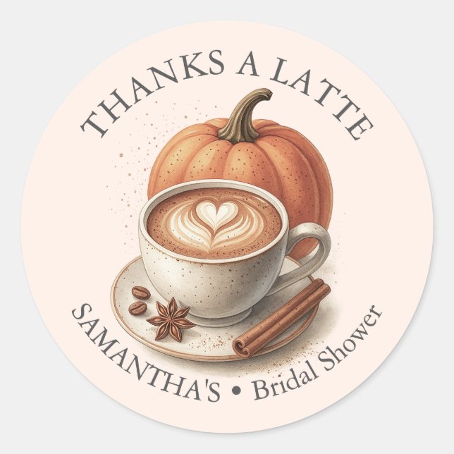 Kaffee Brautparty Thema Pumpkin Gewürzkleber Runder Aufkleber (Vorderseite)