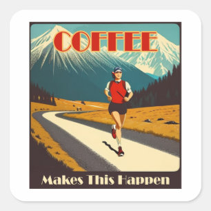 Kaffee bringt dies zum Laufen Quadratischer Aufkleber
