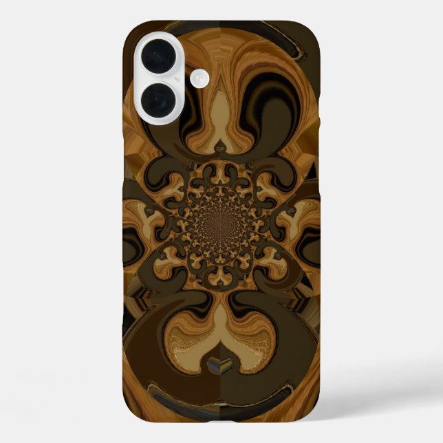 Kaffee Brown Fluid Kaleidoskop Art Print iPhone 16 Plus Hülle (Rückseite)