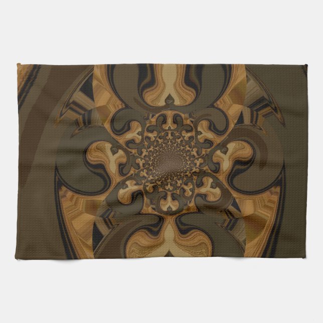 Kaffee Brown Fluid Kaleidoskop Art Print Küchentuch (Horizontal)