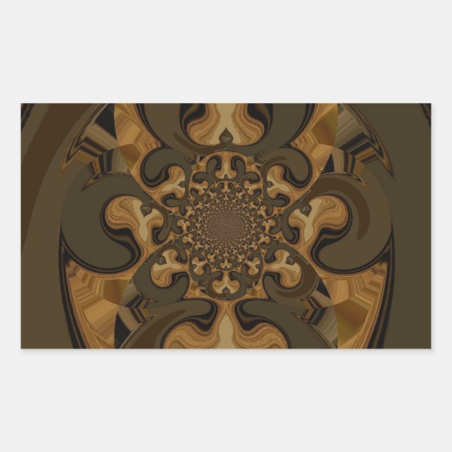 Kaffee Brown Fluid Kaleidoskop Art Print Rechteckiger Aufkleber (Vorderseite)