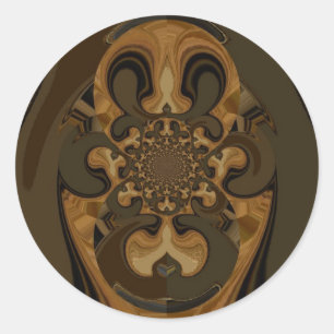 Kaffee Brown Fluid Kaleidoskop Art Print Runder Aufkleber