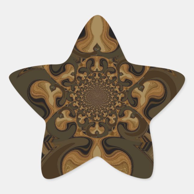 Kaffee Brown Fluid Kaleidoskop Art Print Stern-Aufkleber (Vorderseite)
