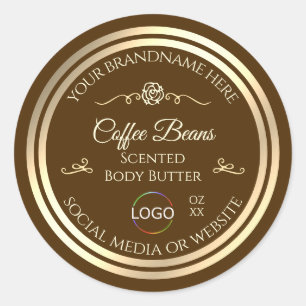 Kaffee Brown Product Label Gold Rahmen mit Logo Runder Aufkleber