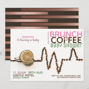 KAFFEE Brunch Babydusche Einladung Rosa Grün