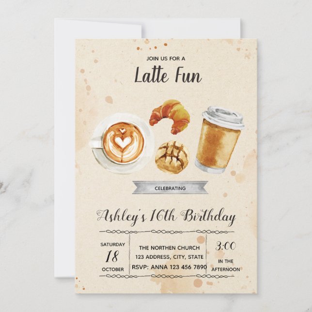 Kaffee Brunch-Party Einladung (Vorderseite)