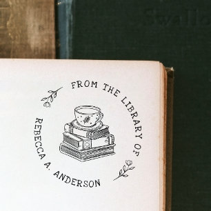 Kaffee & Bücher Boho Persönliche Bibliothek Exlibr Gummistempel