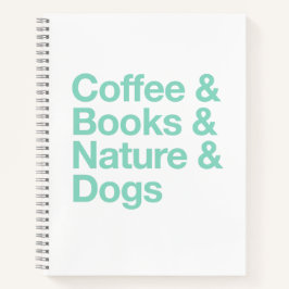 Kaffee & Bücher & Natur & Hunde-Notebook (Aquamari