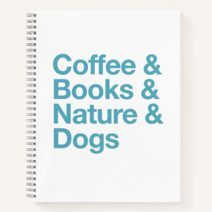 Kaffee & Bücher & Natur & Hunde-Notebook (blau)