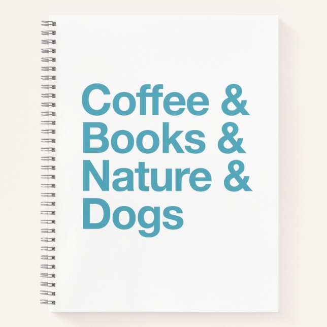 Kaffee & Bücher & Natur & Hunde-Notebook (blau) (Vorderseite)