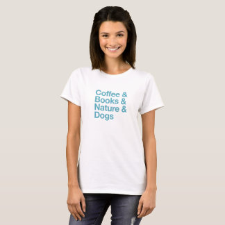 Kaffee & Bücher & Natur & Hunde T - Shirt (blau)