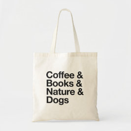 Kaffee & Bücher & Natur & Hunde Tote Tasche (schwa