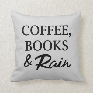 Kaffee, Bücher u. Regen-quadratisches Wurfs-Kisse Kissen