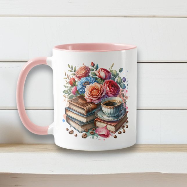 Kaffee, Bücher und Blume Tasse (Von Creator hochgeladen)