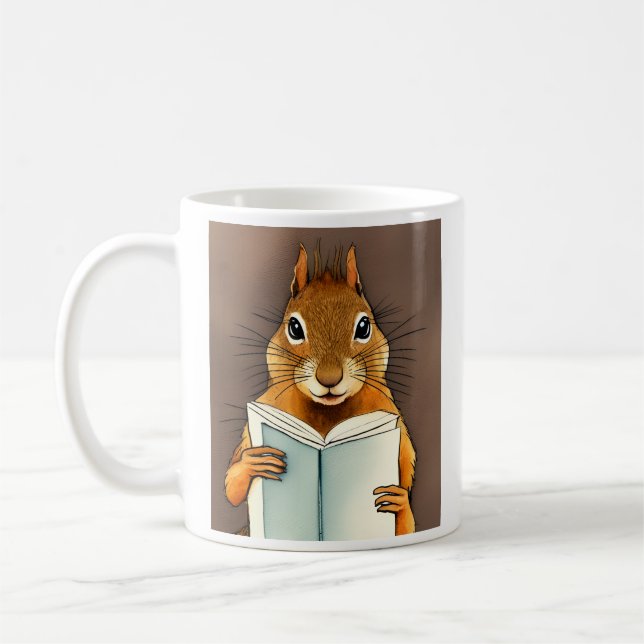 Kaffee, Bücher und Eichhörnchen Kaffeetasse (Links)