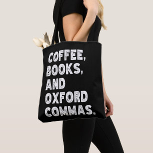Kaffee Bücher und Oxford-Kommata Cooler Lehrer Lus Tasche