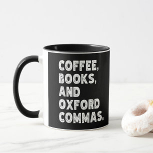 Kaffee Bücher und Oxford-Kommata Cooler Lehrer Lus Tasse