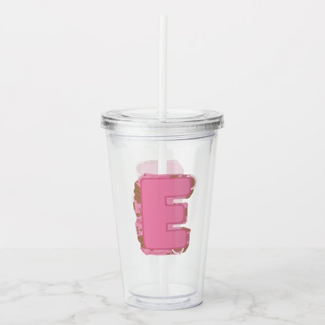 Kaffee Buchstabe E: Monogramm Anfangsbuchstabe  Acryltrinkbecher (Vorderseite)