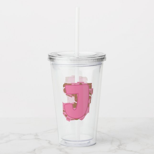Kaffee Buchstabe J: Monogramm Anfangsbuchstabe  Acryltrinkbecher (Vorderseite)
