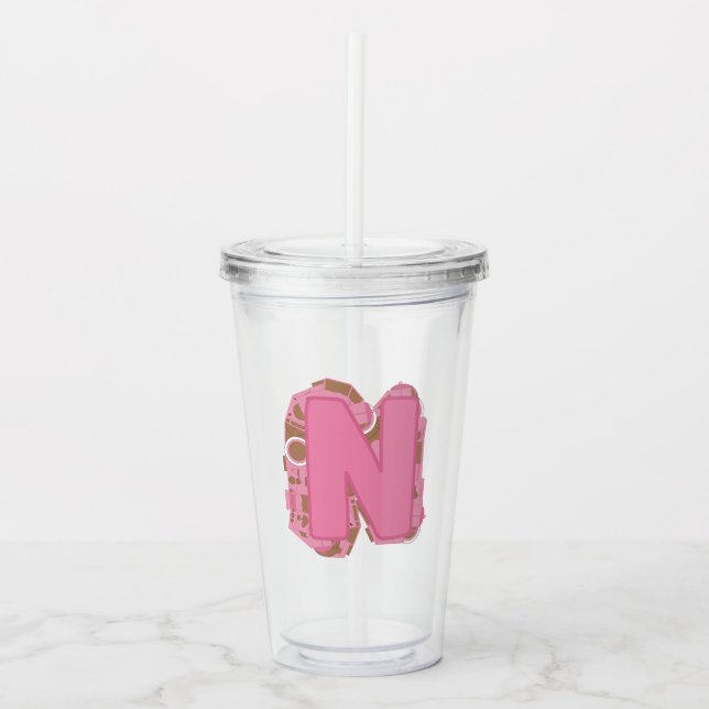 Kaffee Buchstabe N: Monogramm Initiale  Acryltrinkbecher (Vorderseite)