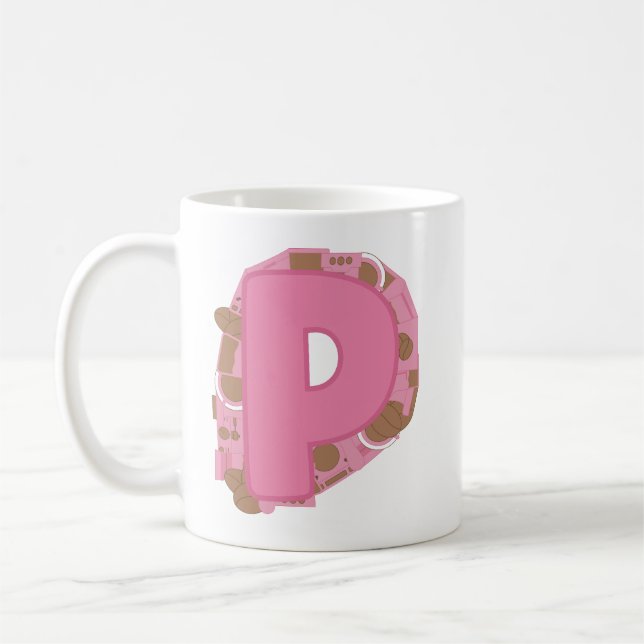 Kaffee Buchstabe P: Monogramm Initiale  Kaffeetasse (Links)