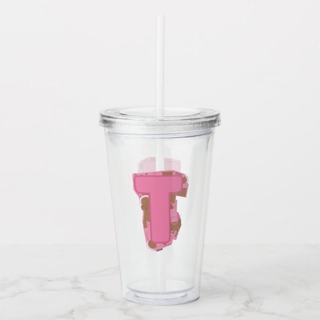 Kaffee Buchstabe T: Monogramm Anfangsbuchstabe  Acryltrinkbecher (Vorderseite)