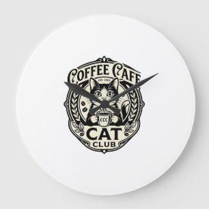 Kaffee Café Katze Lustige Katze Grafik - Kaffee Ca Große Wanduhr