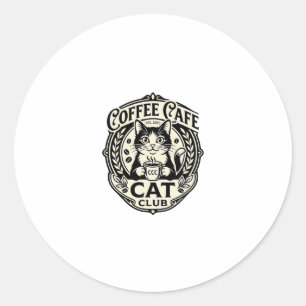 Kaffee Café Katze Lustige Katze Grafik - Kaffee Ca Runder Aufkleber