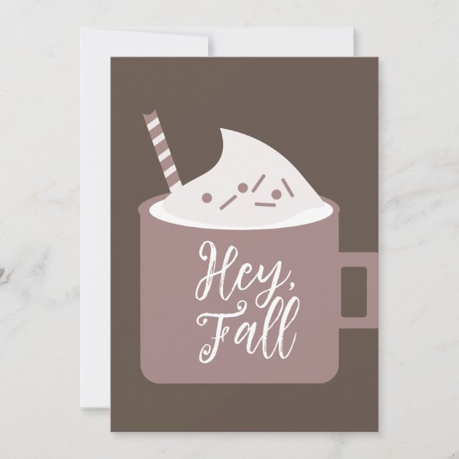 Kaffee Cappuccino Hey Fall Karte (Vorderseite)