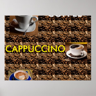 KAFFEE CAPPUCCINO LATTE POSTER MENÜ