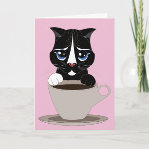 KAFFEE CAT ART JEDEN ANLASS GREETKARTE KARTE