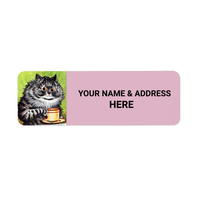 KAFFEE CAT-PINK-Rücksendeadressen-Aufkleber (Vorne)