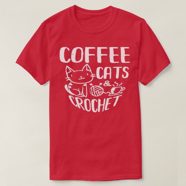 Kaffee Cats Amber Crochet Black Animal Coffein Esp T-Shirt (Design vorne)
