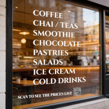 Kaffee Chai Tee Salate  Bäckerei  Menü Fenster Auf