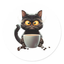 Kaffee Chat Vintager Cartoon farbenfroh