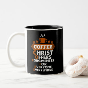 Kaffee Christus bietet jedem Verzeihung Zweifarbige Tasse