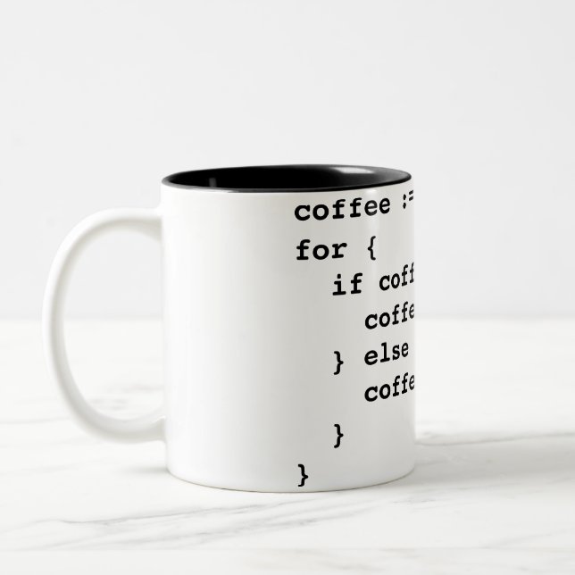 Kaffee-Code in Golang Zweifarbige Tasse (Links)