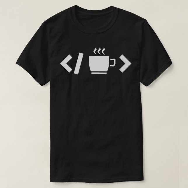 Kaffee Code Web Developer Programmierer-Coder T-Shirt (Design vorne)