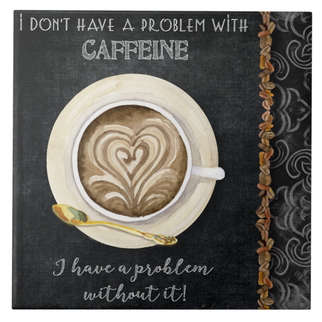 Kaffee Coffeine Cappuccino Herzklopfen Kaffeeshop Fliese (Vorderseite)